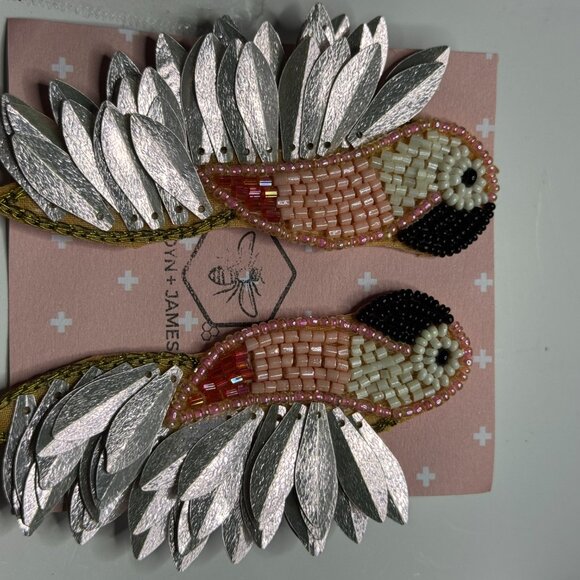 Jardin + Jane Parrot Earrings Beaded Statement Birds NEW - Picture 2 of 5